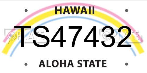 TS47432 Hawaii License Plate