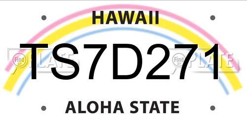 TS7D271 Hawaii License Plate