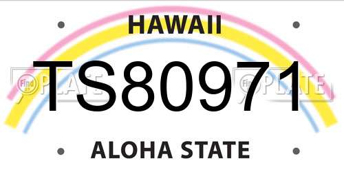 TS80971 Hawaii License Plate
