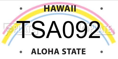 TSA092 Hawaii License Plate