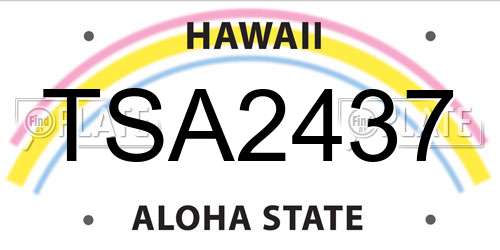 TSA2437 Hawaii License Plate
