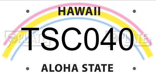 TSC040 Hawaii License Plate