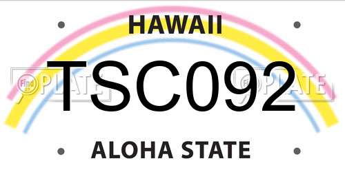 TSC092 Hawaii License Plate