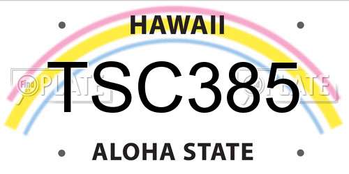 TSC385 Hawaii License Plate