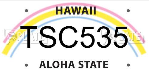 TSC535 Hawaii License Plate