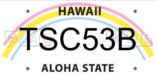 TSC53B Hawaii License Plate