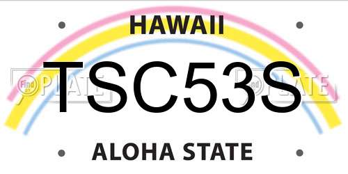 TSC53S Hawaii License Plate