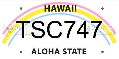 TSC747 Hawaii License Plate