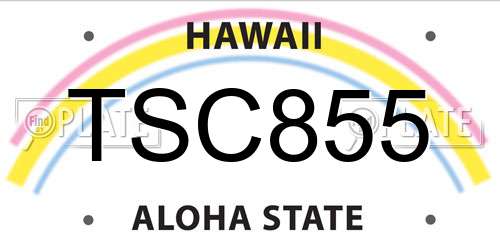 TSC855 Hawaii License Plate