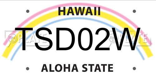 TSD02W Hawaii License Plate