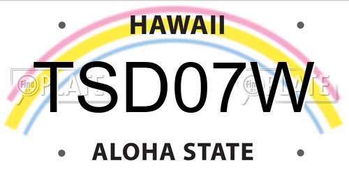TSD07W Hawaii License Plate