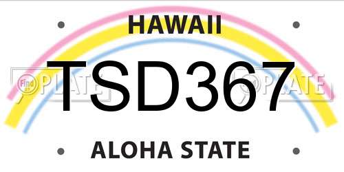 TSD367 Hawaii License Plate
