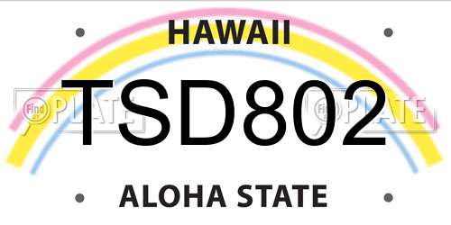 TSD802 Hawaii License Plate