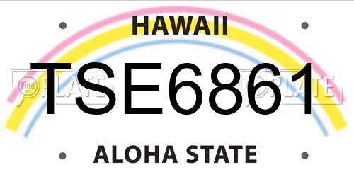 TSE6861 Hawaii License Plate