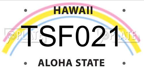 TSF021 Hawaii License Plate