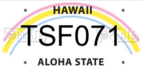 TSF071 Hawaii License Plate