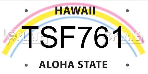 TSF761 Hawaii License Plate