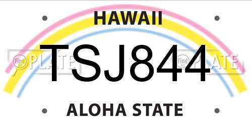 TSJ844 Hawaii License Plate