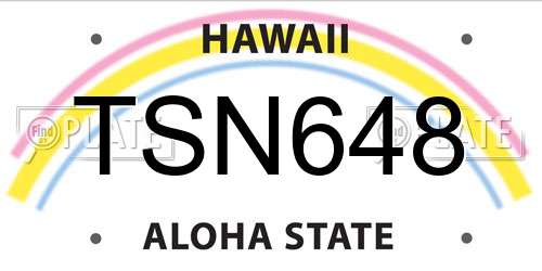 TSN648 Hawaii License Plate