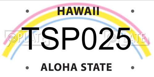 TSP025 Hawaii License Plate
