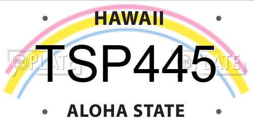 TSP445 Hawaii License Plate