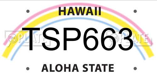 TSP663 Hawaii License Plate