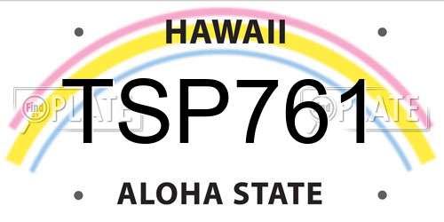 TSP761 Hawaii License Plate