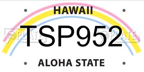 TSP952 Hawaii License Plate