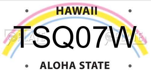 TSQ07W Hawaii License Plate