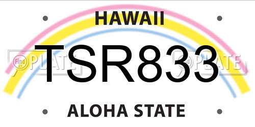 TSR833 Hawaii License Plate