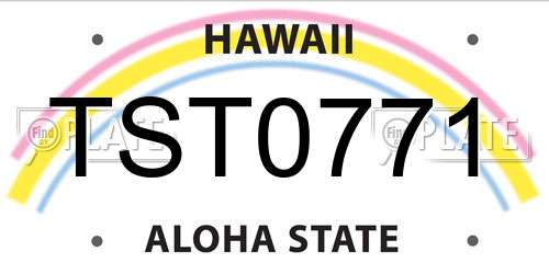 TST0771 Hawaii License Plate