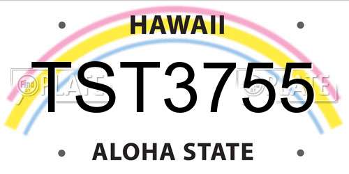 TST3755 Hawaii License Plate