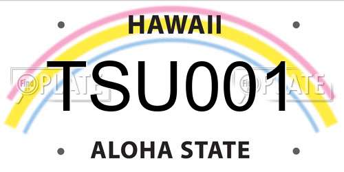 TSU001 Hawaii License Plate