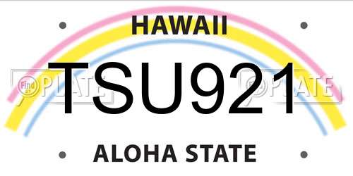 TSU921 Hawaii License Plate