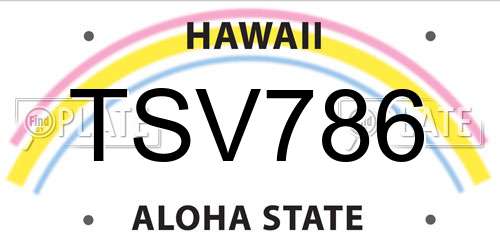 TSV786 Hawaii License Plate