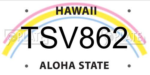 TSV862 Hawaii License Plate