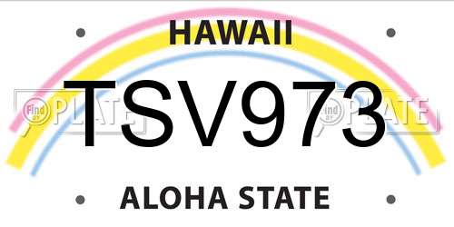 TSV973 Hawaii License Plate