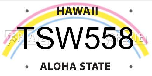 TSW558 Hawaii License Plate