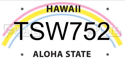 TSW752 Hawaii License Plate