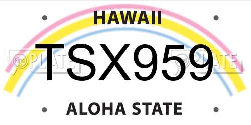 TSX959 Hawaii License Plate
