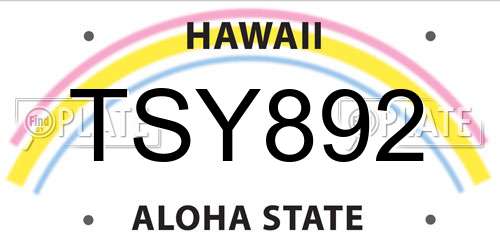 TSY892 Hawaii License Plate