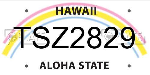 TSZ2829 Hawaii License Plate