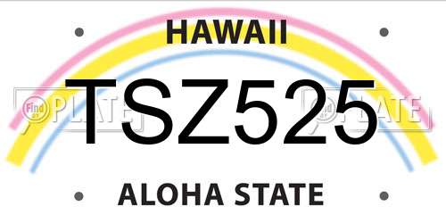 TSZ525 Hawaii License Plate