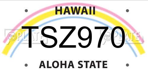 TSZ970 Hawaii License Plate