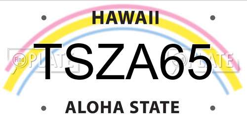 TSZA65 Hawaii License Plate
