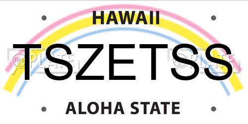 TSZETSS Hawaii License Plate