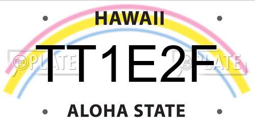 TT1E2F Hawaii License Plate