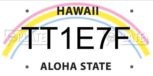 TT1E7F Hawaii License Plate