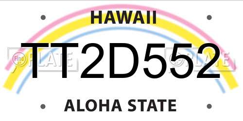 TT2D552 Hawaii License Plate