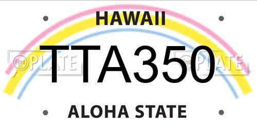 TTA350 Hawaii License Plate